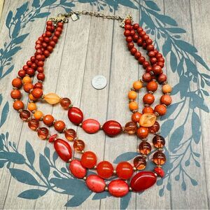 You And I Multistrand Orange Acrylic Beaded‎ Necklace B1